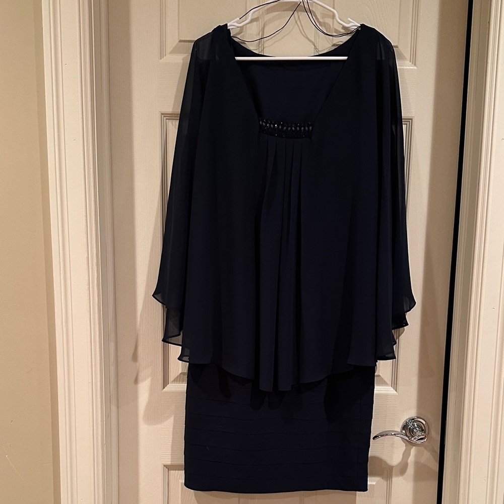 Adrianna Papell Dress with Cape Overlay
